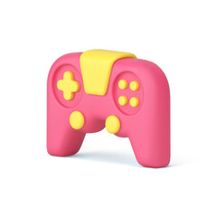 Game console pink gamepad remote controller virtual gaming device 3d icon realistic vector