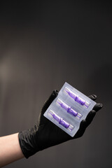 Permanent makeup tools, needles, sterility, sterilization, permanent makeup master with disposable...