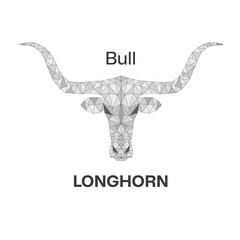 The Longhorn bull is a symbol of Texas. For a logo, banner, web, as a symbol. Long Horn Bull Buffalo Cow Cattle Head Toro Taurus logo design inspiration.