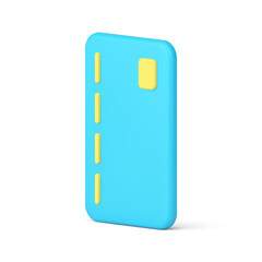 Credit debit blue card e money financial cashless commercial global trade payment 3d icon vector