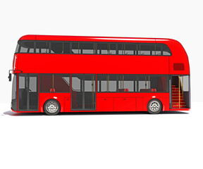 Obraz na płótnie Canvas Double Decker City Bus 3D rendering on white background