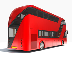 Double Decker City Bus 3D rendering on white background