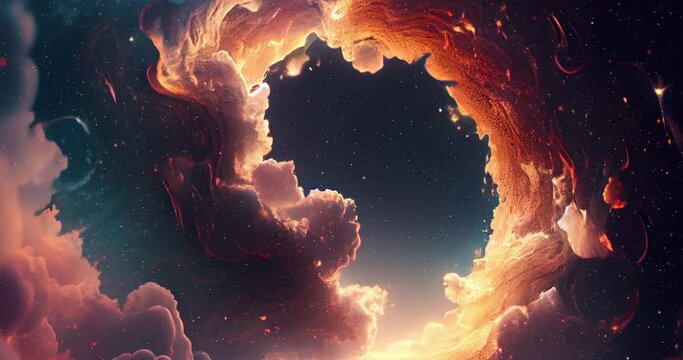 Space clouds drifting around black hole, Bokeh, Beautiful Lighting, Glowing Edges, Stars, Galaxy, Milky Way