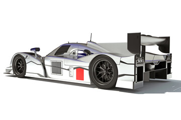 Racecar 3D rendering on white background