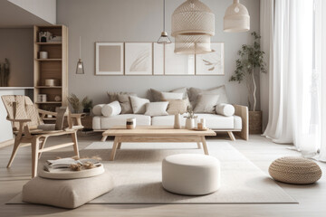 Naklejka na ściany i meble Relax living room with white tone for comfortable
