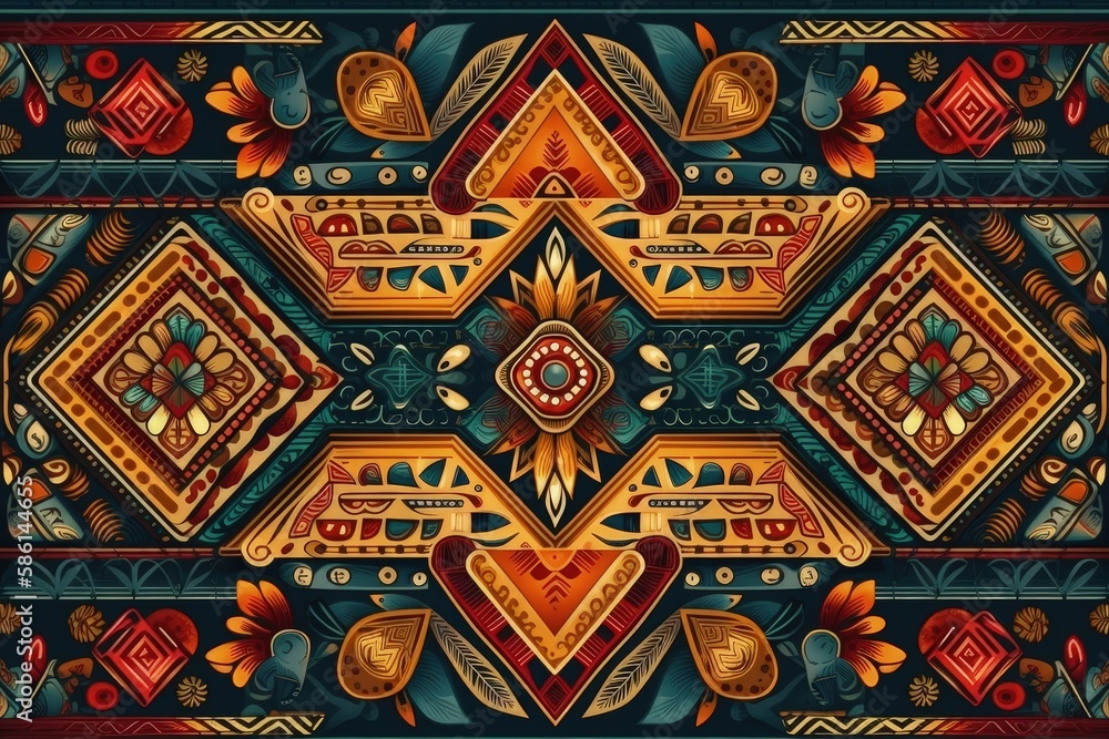 Poster vibrant and diverse abstract pattern with a multitude of colors and shapes created with generative a