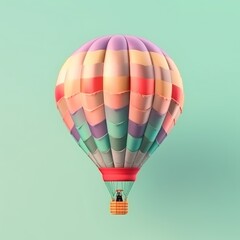 Fototapeta premium Colorful hot air balloon in pastel background. Travel and adventure concept symbolizing freedom andexcitement. Generative AI