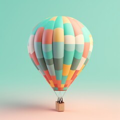 Naklejka premium Colorful hot air balloon in pastel background. Travel and adventure concept symbolizing freedom andexcitement. Generative AI