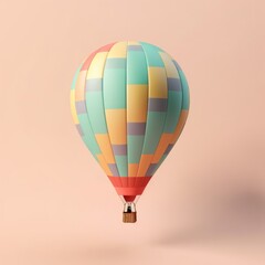 Fototapeta premium Colorful hot air balloon in pastel background. Travel and adventure concept symbolizing freedom andexcitement. Generative AI