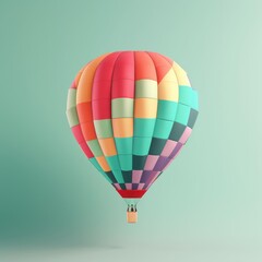 Naklejka premium Colorful hot air balloon in pastel background. Travel and adventure concept symbolizing freedom andexcitement. Generative AI