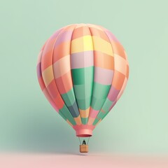Fototapeta premium Colorful hot air balloon in pastel background. Travel and adventure concept symbolizing freedom andexcitement. Generative AI