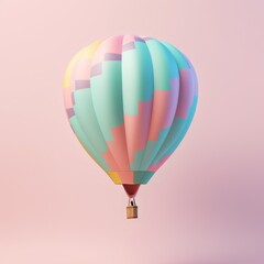 Fototapeta premium Colorful hot air balloon in pastel background. Travel and adventure concept symbolizing freedom andexcitement. Generative AI