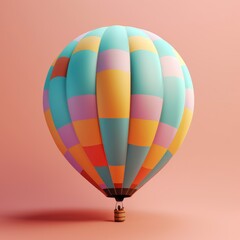 Fototapeta premium Colorful hot air balloon in pastel background. Travel and adventure concept symbolizing freedom andexcitement. Generative AI