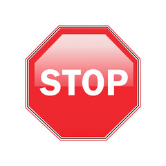 illustration Red Stop Sign on white background. Traffic regulatory warning stop symbol.