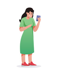 woman using smartphone isolated illustration
