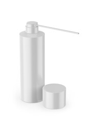 Blank Aerosol Spray Can  With Straw Pipe template mockup, 3d render illustration.
