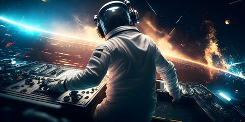 DJ image of an astronaut playing,digital illustration generative AI