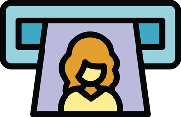 Printing photo icon. Outline Printing photo vector icon for web design isolated on white background color flat