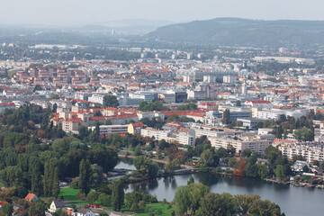 Fototapeta na wymiar Panorama of modern Vienna . European capital city landscape