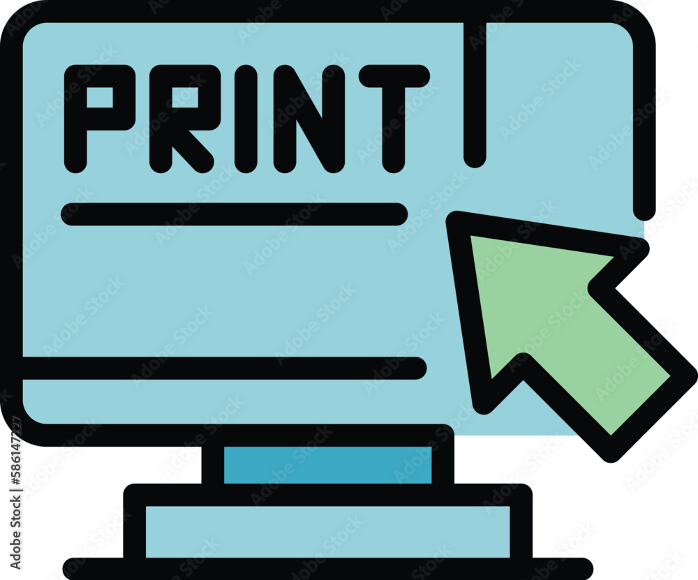 Poster monitor print icon. outline monitor print vector icon for web design isolated on white background co