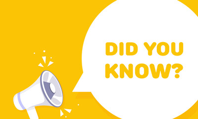 Did you know. Flat, yellow, banner do you know. Vector illustration.