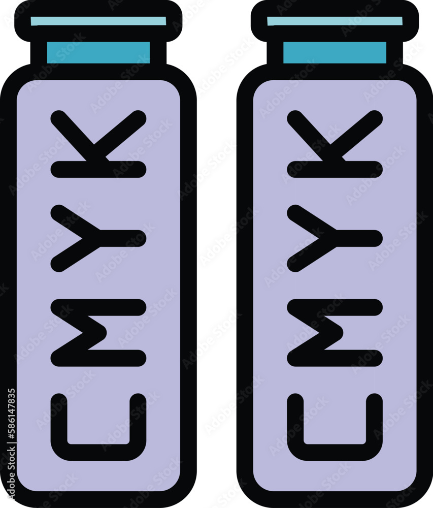 Poster cmyk bottles icon. outline cmyk bottles vector icon for web design isolated on white background colo