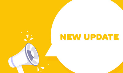 New update. Flat, yellow, new update banner. Vector illustration.