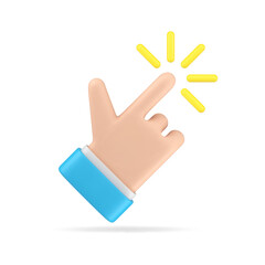 Business man hand human finger click pointer web screen cursor gesture 3d icon realistic vector - obrazy, fototapety, plakaty