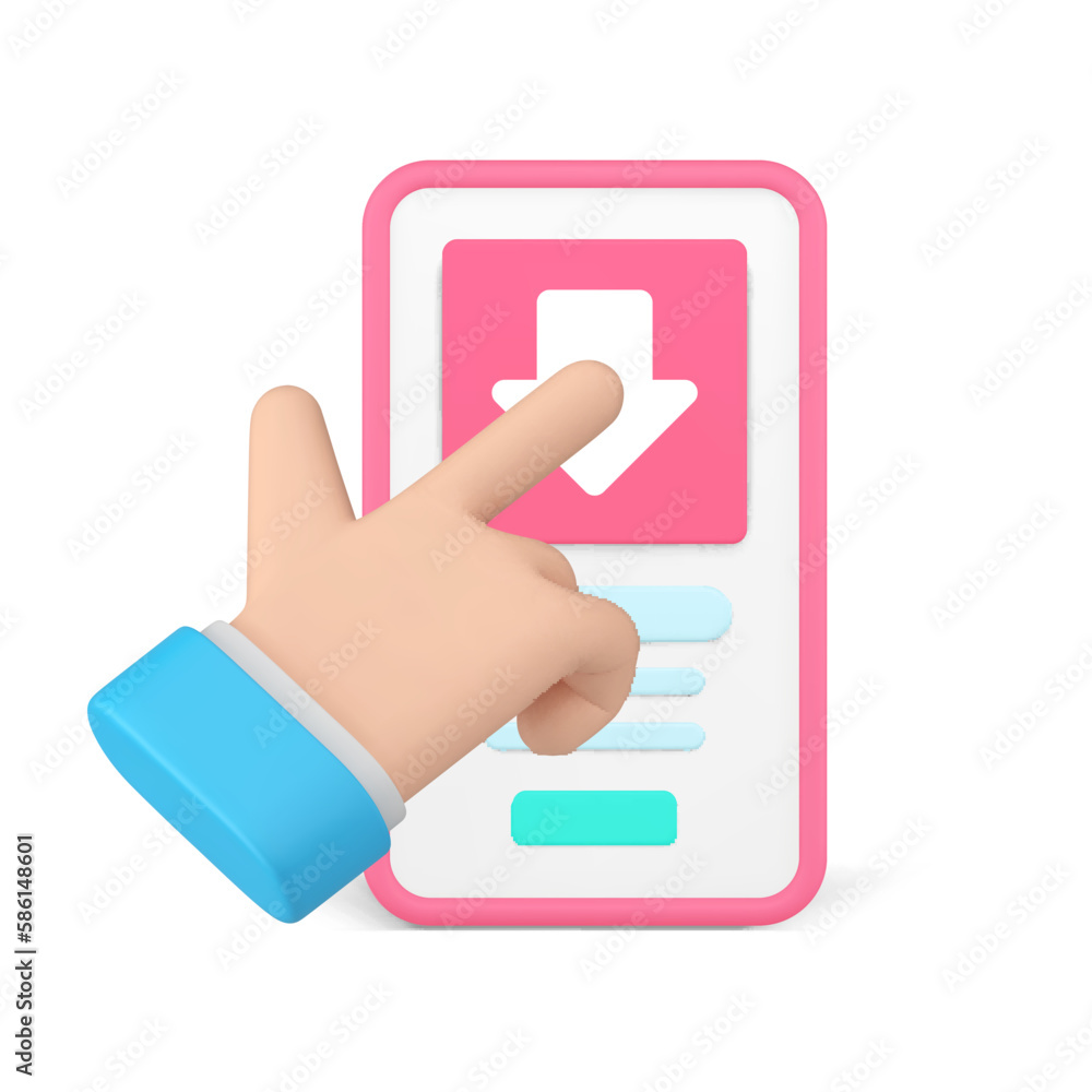 Poster smartphone application data download cloud computing file sharing transfer system 3d icon vector