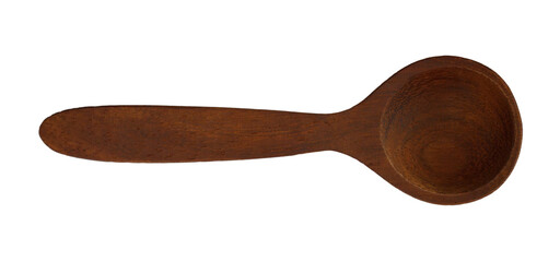 Wooden spoon front top view, png isolated on transparent background