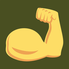 Flexed Biceps vector flat icon illustration design. Isolated arm flexing to show its biceps muscle. Represents strength, working out sign label.