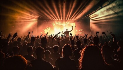 Rainbow Celebration with a Multi-Colored Show Crowd in Full Swing Generated by AI