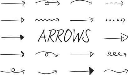 イラスト素材：黒い手書きの矢印セット　かわいい　使いやすい