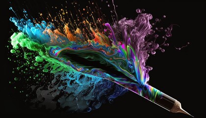 Rainbow Explosion with an Intricate Fictional Pencil Drawing Illustrating the Spread of Colorful Hues Generated by AI