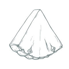 Vector illustration of slice of pineapple fruit on white color background. Flat line art style design of black and white slice of pineapple