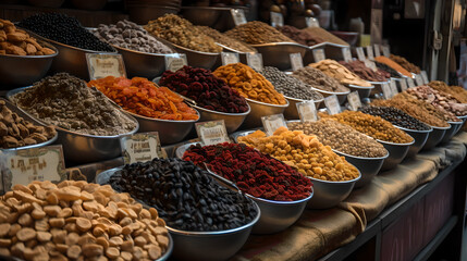 Obraz premium dried fruits and nuts in the market generative art