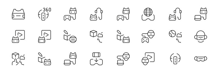 Virtual and augmented reality outline vector icons isolated on white background. AR and VR line icon set Can use for web design, mobile apps, ui design and print. Futuristic technology concept. 