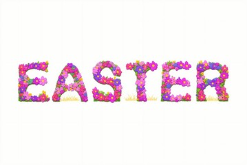 easter writing composed of flowers 