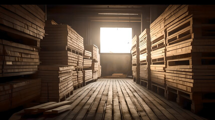 wooden warehouse generative art