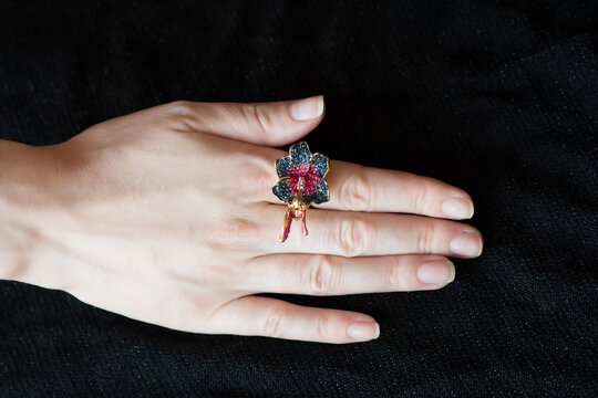 Woman's Hand With A Large Ring. Jewellery, Accessory