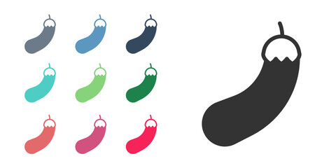 Black Eggplant icon isolated on white background. Set icons colorful. Vector