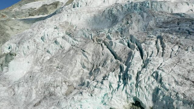 Moiry glacier in Swiss alps aerial view