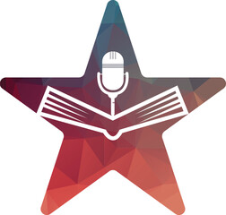 Podcast book vector logo design. Education podcast logo concept.