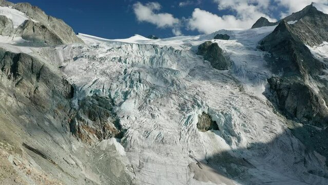 Moiry glacier in Swiss alps aerial view