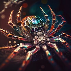 Vibrant Arachnid as a Close-Up of an Intricately Patterned Spider Generated by AI