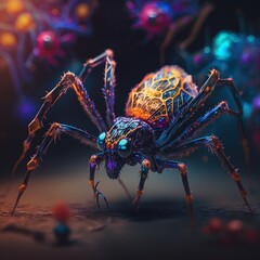 Vibrant Arachnid as a Close-Up of an Intricately Patterned Spider Generated by AI
