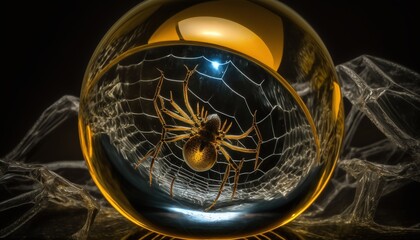Fictional Intricate Spider Dwelling in a Glistening Water Bubble Generated by AI
