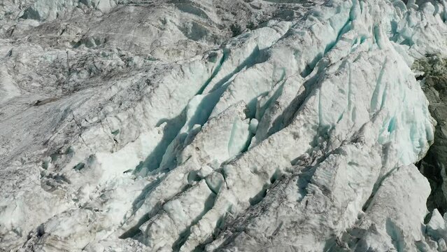 Moiry glacier in Swiss alps aerial view