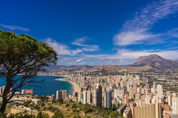 Hilltop view of Benidorm from the road leading to la Cruz