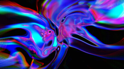 Obraz premium abstract holographic liquid bubbles on black background